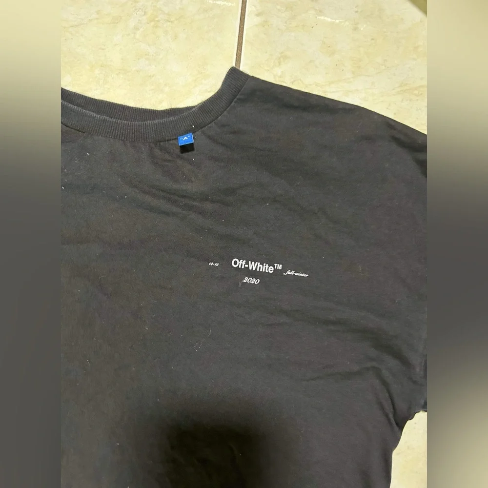 Off-White 2020 Unfinished Logo Layered Sleeve T-Shirt Sz L - Picture 8 of 10